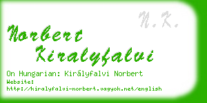 norbert kiralyfalvi business card